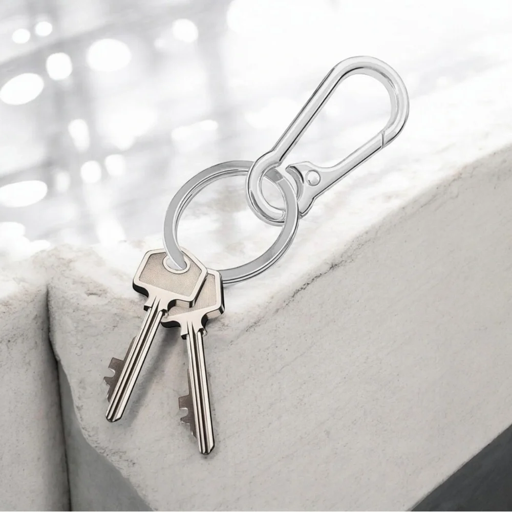 NEW 3-Pack Metal Key Chain Ring Clip Holder Silver, Rose Gold & Black
